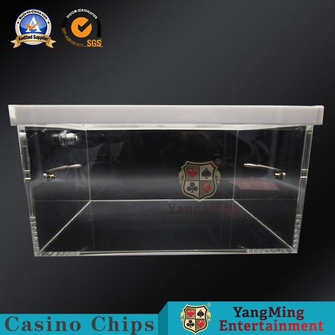 Plastic Poker Table Drop Box With Logo / Golden Acrylic Cash Tips Box