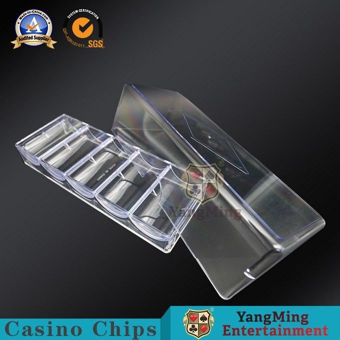 Kwaliteit 100 PCs 40mm Transparant Acrylcasino Chip Tray With Cover/het Gokken de Toebehoren van de Baccaratlijst fabriek