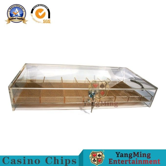 Portable Casino Chip Tray Dragon Tiger Baccarat Table Translucent Gold