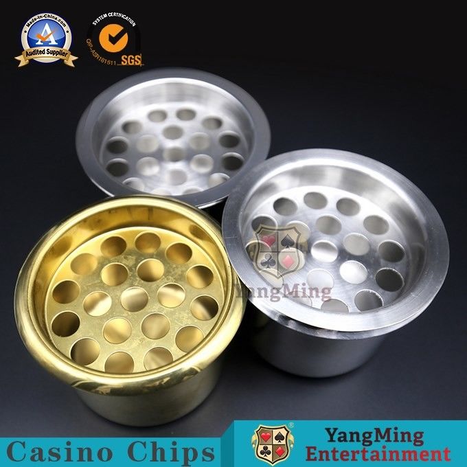 Water Holder Casino Game Accessories Gold Or Silver Poker Table Stainless Steel Drink Cup Holders Ashtray
