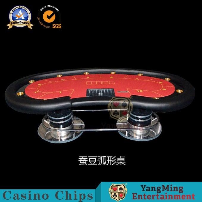8-10 Person Oval Casino Foldable Poker Table Texas Hold'Em Led Table With Waterproof Fabric Table Top