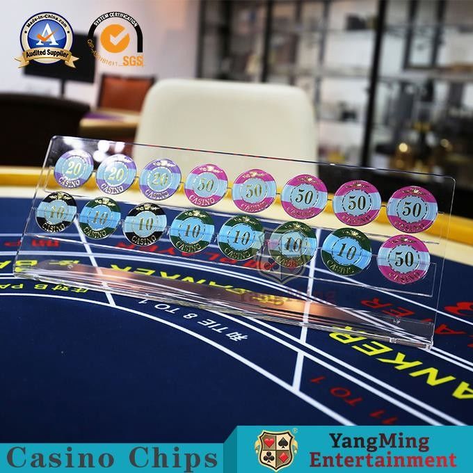 Jakość Uchwyt do kasyna Baccarat Poker Chip Roulette Stół na kółkach Stojak na 2 rzędy 370 * 140 * 130 mm fabryka