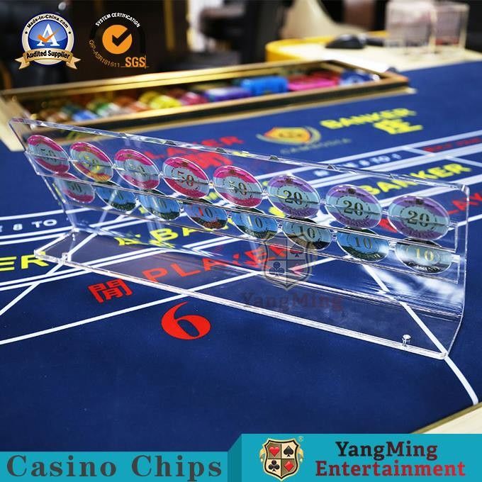 Jakość Uchwyt do kasyna Baccarat Poker Chip Roulette Stół na kółkach Stojak na 2 rzędy 370 * 140 * 130 mm fabryka