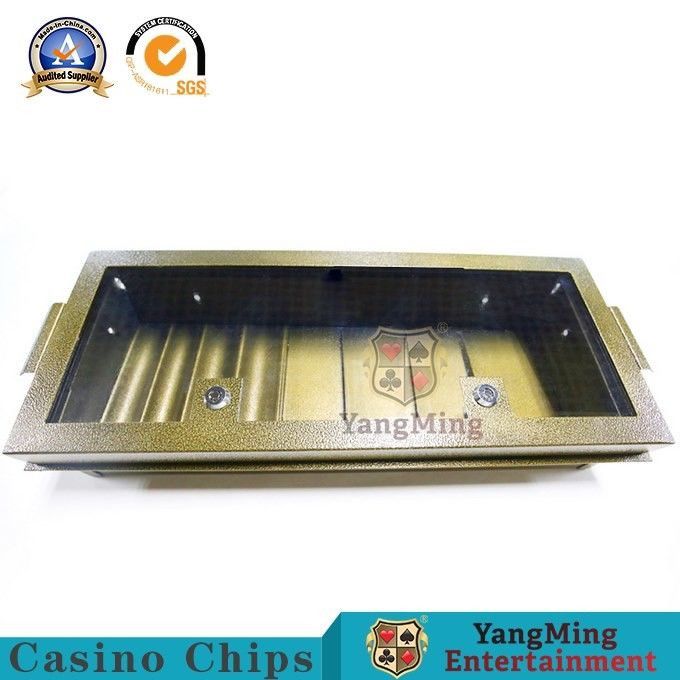 Metallic Iron Color Poker Chip Holder With Metal Lock / Baccarat Table Tray