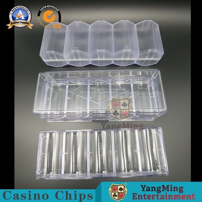 Qualité 3.3mm Thinkness Clay Gambling Casino Chip Tray plein Chips Case de plastique transparent 100PCS usine