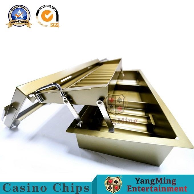 Kwaliteit Van het Metaalchips carrier double layer gambling van de 15 Rijen de Gouden Gele Kleur Lijst Nylon Rond Chips Set Float fabriek