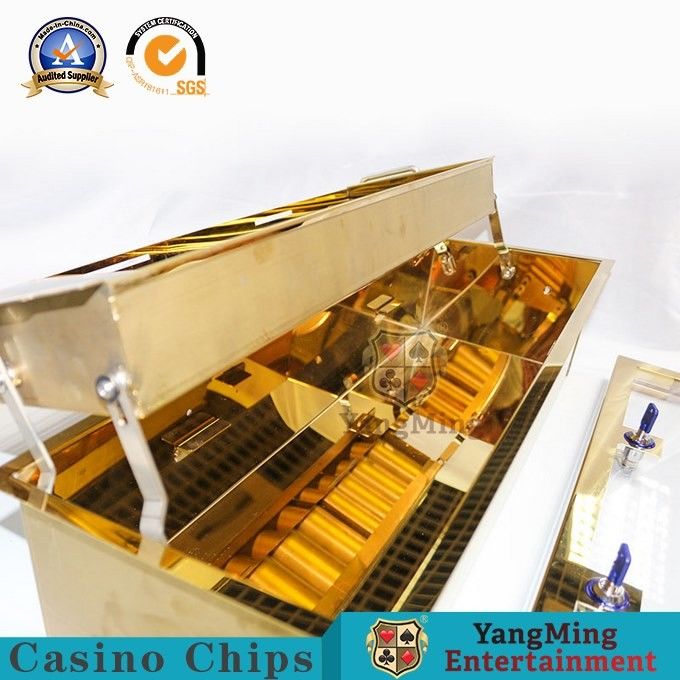Qualité Casino supérieur VIP Club Double couche de jetons métalliques d'or plateau 2 verrouillage de métal jetons de jeu flottant 10 rangées combinaison de boîtier usine