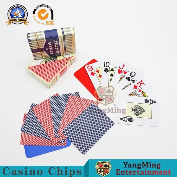 Kualitas 3,3 Tebal Texas Holdem Club Casino Bermain Kartu / Bermain Kartu Pvc Dua Warna pabrik