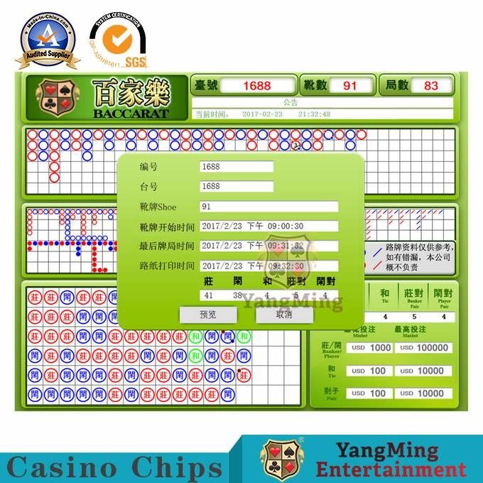 Jakość Oprogramowanie stolika w kasynie Casino Baccarat Wyświetlacz hazardu Znak minimalnego limitu Znak limitu tablicy z HD 24 fabryka
