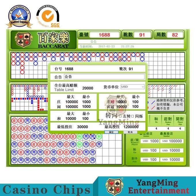 Jakość Oprogramowanie stolika w kasynie Casino Baccarat Wyświetlacz hazardu Znak minimalnego limitu Znak limitu tablicy z HD 24 fabryka