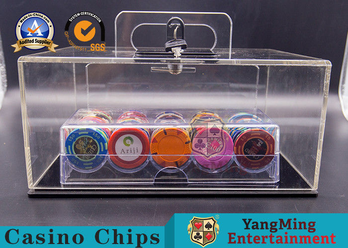 Kalite Kil Yuvarlak Şekil Akrilik Poker Chips Kutusu Nokta Kulübü 400 adet 40mm İnsan Operasyonu fabrika