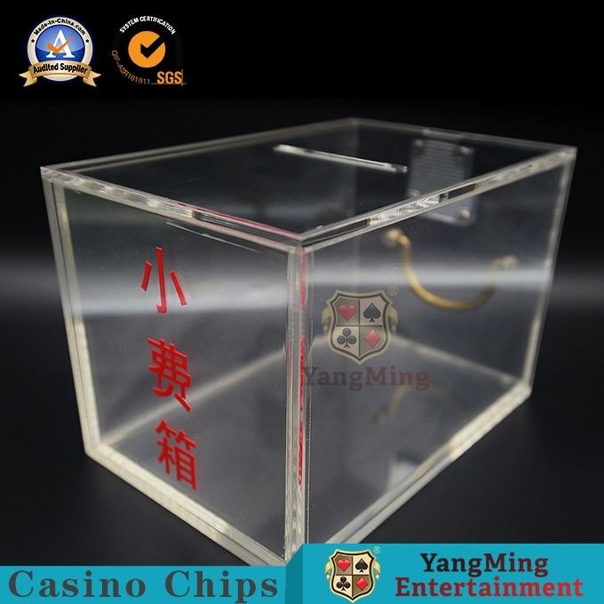Custom Full Clear Lockable Cash Box / Acrylic Cards Holder Casino 8