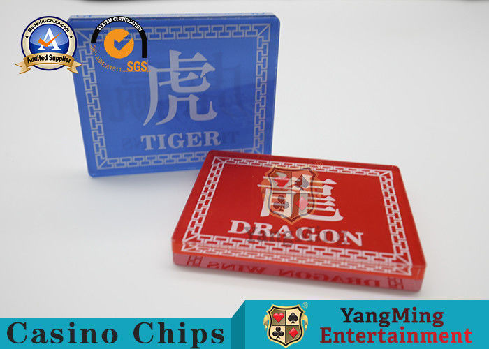 Qualidade Ate os marcadores da bacará da tela de seda vermelhos e Dragon Tiger Table Win Button de jogo frente e verso azul fábrica