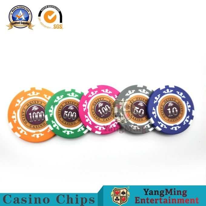 Kualitas 760 Pcs Amerika ABS Inti Tanah Liat Chip Set Delapan Mahkota Stiker Anti-Pemalsuan Chip Texas Hold 'Em Chip Mata uang pabrik