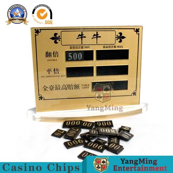 Quality Acrylic Golden Transparent NiuNiu Gambling Poker Game Limited Red Card Entertainment Chip Table Manual Digital Sign factory