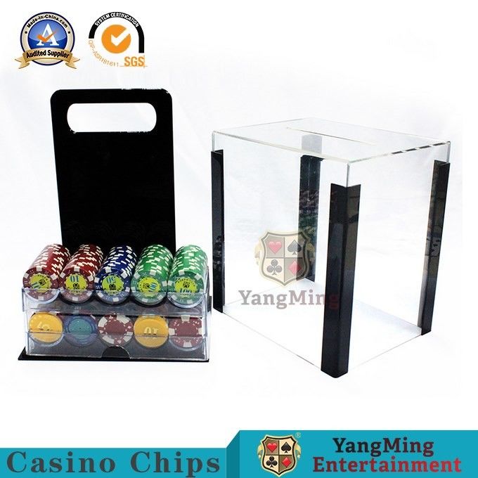 Quality Translucent Texas Clay Poker Chip Coin Case 1000 Pieces Of 40mm Diameter Round  Acrylic Anti-Counterfeiting Chips Case factory
