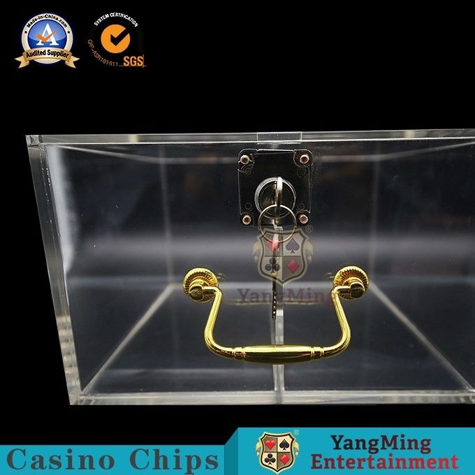 الجودة شفافة سميكة الاكريليك اثنين من شبكة رقاقة مربع مخصص قفل معدني نسخة فاخرة المحمولة لعبة البوكر رقاقة صندوق تخزين بطاقة مصنع