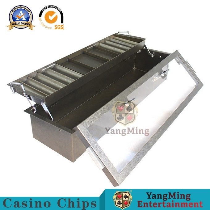 Quality Brass-Colored Metal Iron Double-Layered Chip Tray With Lock Baccarat Poker Acrylic Clay Anti-Counterfeiting Chip Bracket factory