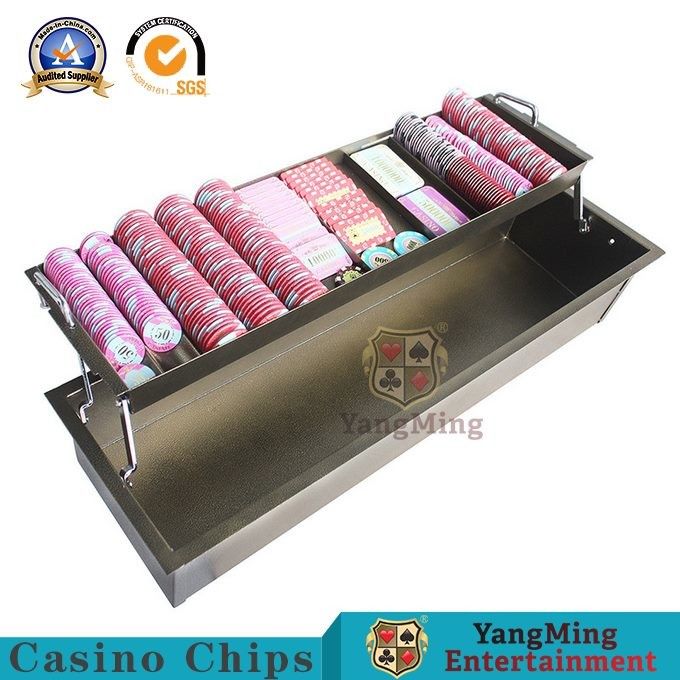 Quality Brass-Colored Metal Iron Double-Layered Chip Tray With Lock Baccarat Poker Acrylic Clay Anti-Counterfeiting Chip Bracket factory