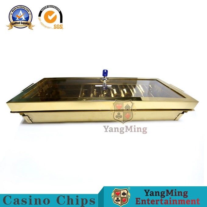 الجودة صينية رقائق مقفلة بطبقة واحدة من التيتانيوم الذهبي للأندية الخاصة ، صندوق رقائق معدني ، ملحقات طاولة البوكر مصنع