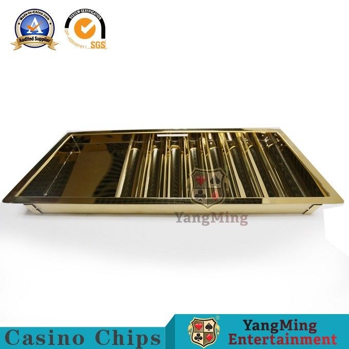 الجودة صينية رقائق مقفلة بطبقة واحدة من التيتانيوم الذهبي للأندية الخاصة ، صندوق رقائق معدني ، ملحقات طاولة البوكر مصنع