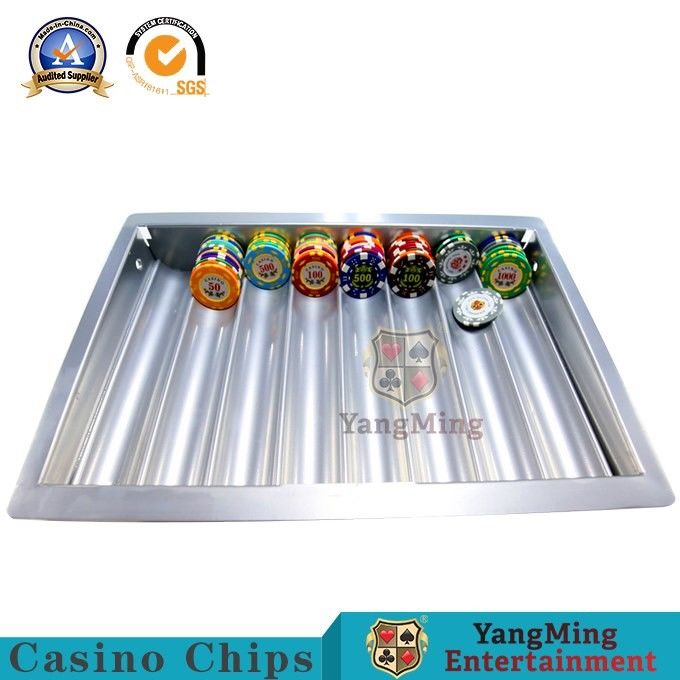 Quality Silver White 8 Grid Blackjack Casino Chip Tray Anti Counterfeiting factory