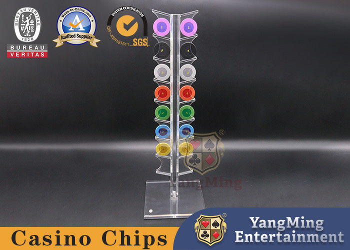 Qualità Mazza acrilica standard Chip Holder Display della Tabella 8Pcs del casinò delle roulette fabbrica