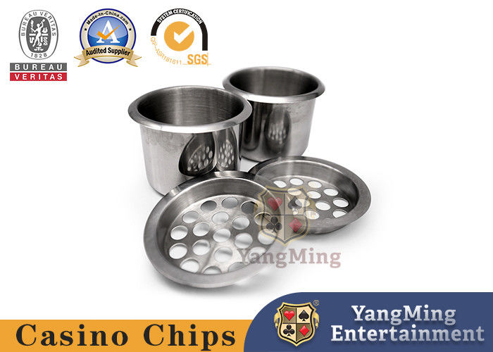 Qualidade Gota de aço inoxidável na tela do cinzeiro 	Suportes da bebida da tabela do pôquer dos acessórios do jogo do casino fábrica