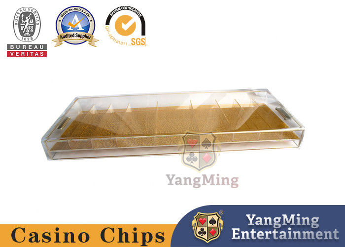 Quality 9 Compartment Lockable Baccarat Table Top Chip Tray With Acrylic Handle factory