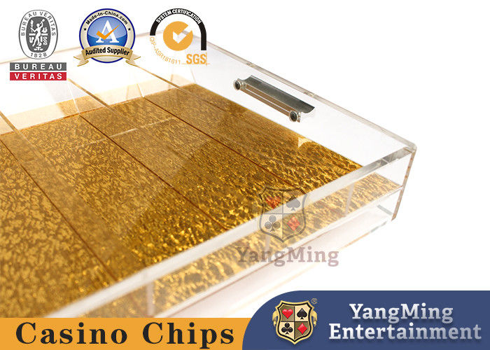 Quality 9 Compartment Lockable Baccarat Table Top Chip Tray With Acrylic Handle factory