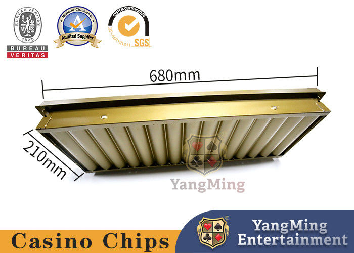 Quality 15 Grid Golden Chip Tray Rack Box Stainless Steel Iron Material Acrylic Transparent Cover Texas Hold’em Table factory