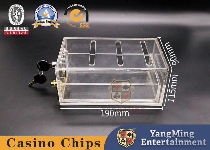 Qualité 8 entièrement transparents appareille la boîte à cartes portative de tisonnier de casino de solitaire de 90mm avec la serrure usine