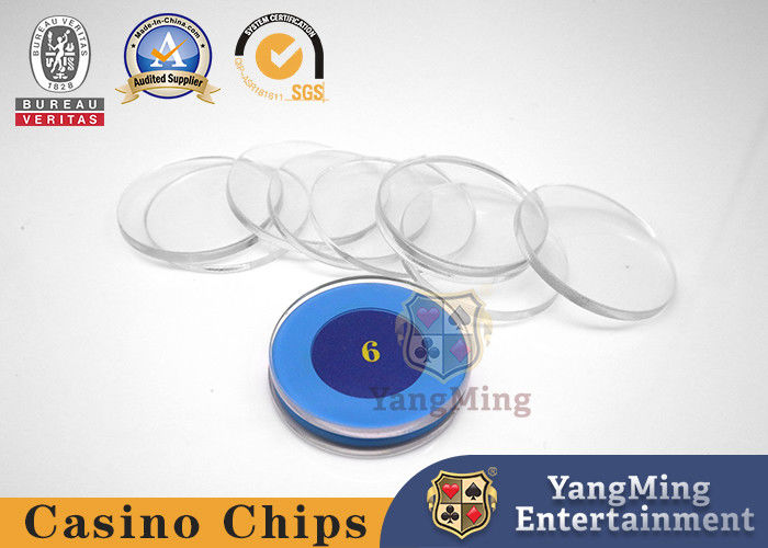 Quality Poker Table Customized Fully Transparent 40mm Round  Chip Coin Spacers factory