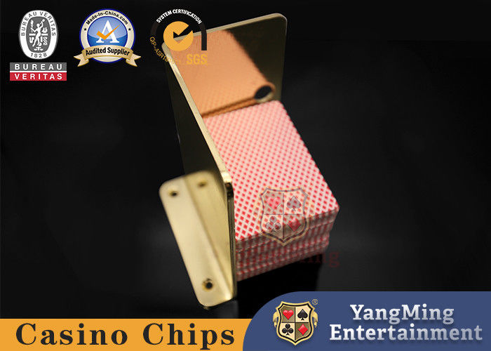 Qualité Porteur de carte de poker en métal électroplaté en or Appareil de jeu de casino Porteur de broche de bureau usine