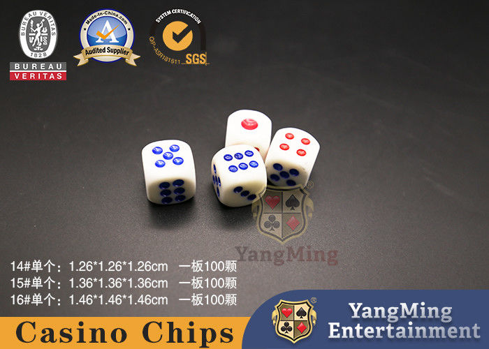 Quality Poker Chip Games Set Of 10 Six Sided D6 16mm Standard Dice White With Multi-Color Pips factory