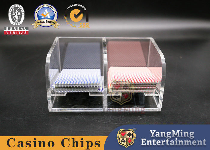 Kwaliteit Niu Niu Game Discard Holder Volledig transparant Acryl 2 Pair Poker Table Game Verkoopdoos fabriek