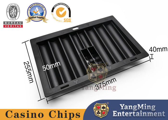 গুণ টেক্সাস হোল্ডেম পোকার টেবিল কাস্টমাইজড কাউন্টারটপ অল ব্ল্যাক প্লাস্টিক গোলাকার চিপস বক্স কারখানা