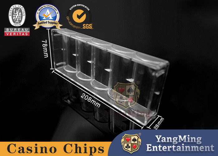 Qualidade Translúcido Acrílico 5 fileiras 40mm Poker Cerâmica Chip Tray Casino Entretenimento Jogo de Mesa Chip Tray fábrica