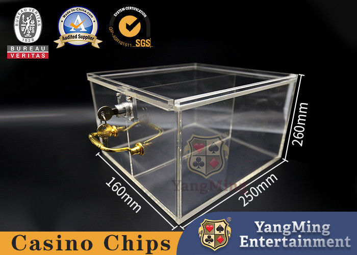 Quality Baccarat Texas Hold'Em Poker Two Grid Acrylic Locked Casino Chips Box factory