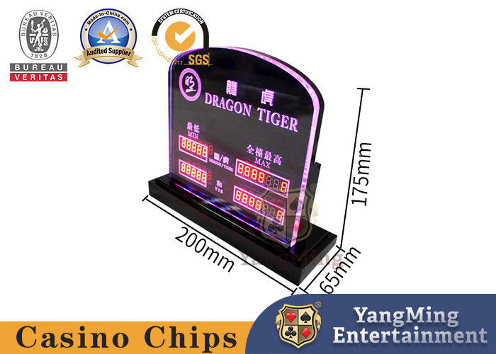 Quality Engraved Fonts Niu Niu Dragon Tiger Poker Chip Display Case LED factory