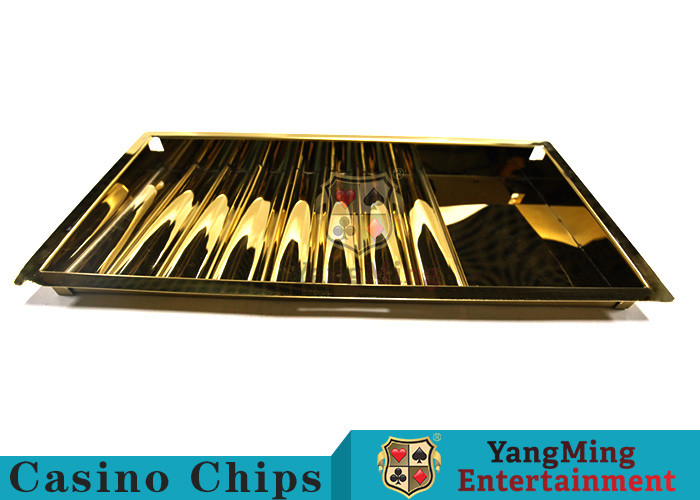Bright Golden Texture Metal Casino Chip Tray , Poker Table Chip Tray