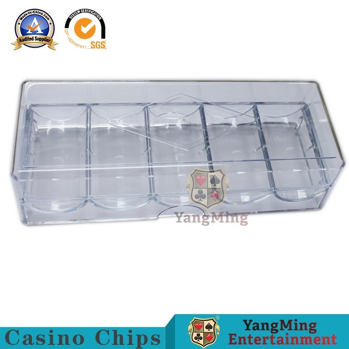 40mm Poker Chips Case 5 Rows 100 PCS Clear Acrylic Float Gambling Table
