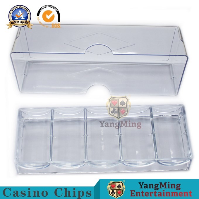 40mm Poker Chips Case 5 Rows 100 PCS Clear Acrylic Float Gambling Table