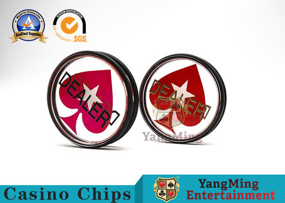 คุณภาพ เครื่องหมายแกะสลักสองด้านด้านล่างอะคริลิคใส Custom Texas Hold'Em Poker Table Dealer Button โรงงาน