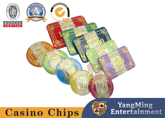 Three Layer Acrylic Shell Pattern Texas Poker Chip Set Baccarat Gambling Table Customized 760