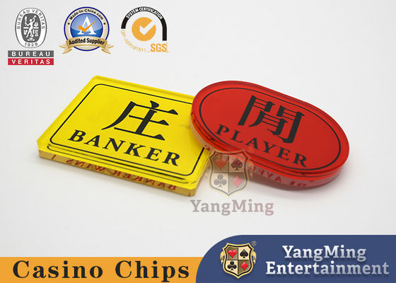 Qualité banquier rouge et jaune de jeu de Tableau de casino de 10mm Crystal Acrylic Bet Board Baccarat de joueur usine