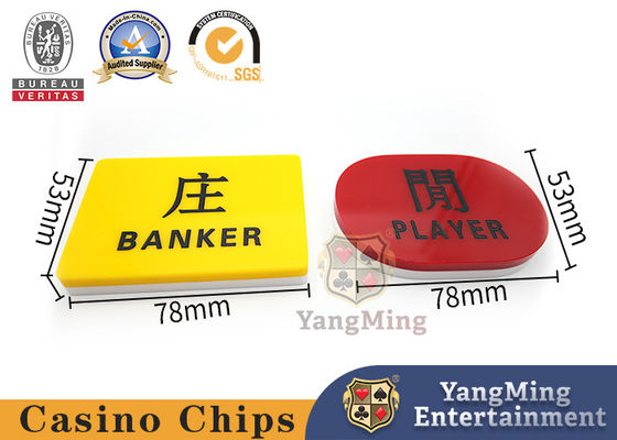 Qualität Bakkarat-Schürhaken-Spieltisch-Markierungs-roter und gelber Acrylspieler und Banker Betting Fabrik