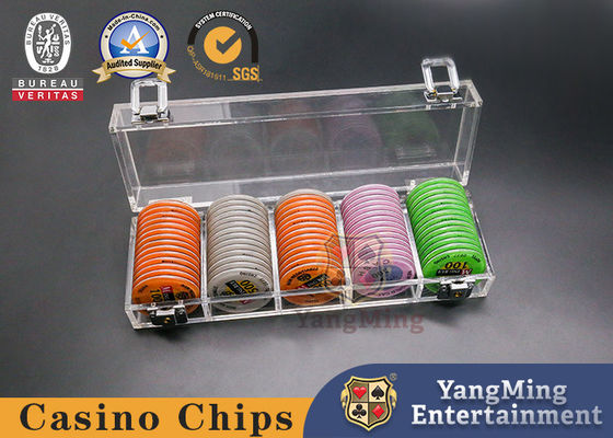 100 Pcs Of 45mm Casino Poker Chip Tray With Lock Acrylic Transparent Poker Table Game