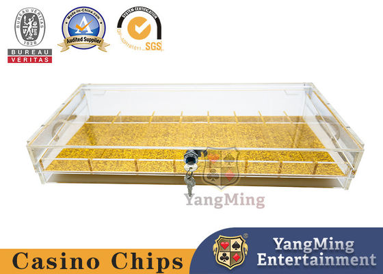 Quality Fully Transparent Acrylic 8 Grid Lockable Chip Box Poker Table Top Handle Chip Tray factory