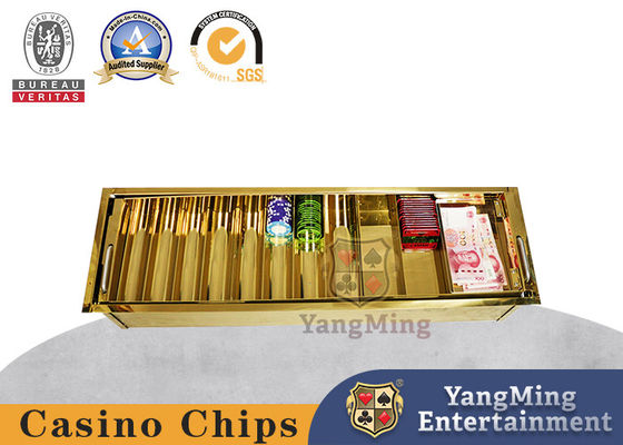 Stainless Steel Electroplated Casino Chip Tray Acrylic Cover With Lock Double Layer Poker Chip Float